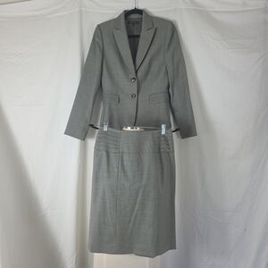 Antonio Melani 2-pc Gray Suit Blazer Skirt Womens 4 Wool Blend Office Business